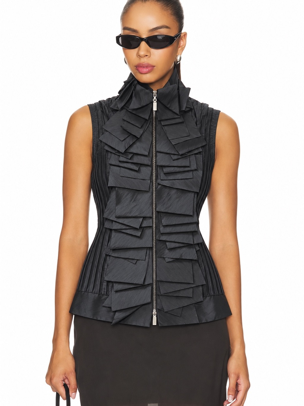 Marie st Pierre $1100 ruffle front vest like new JG